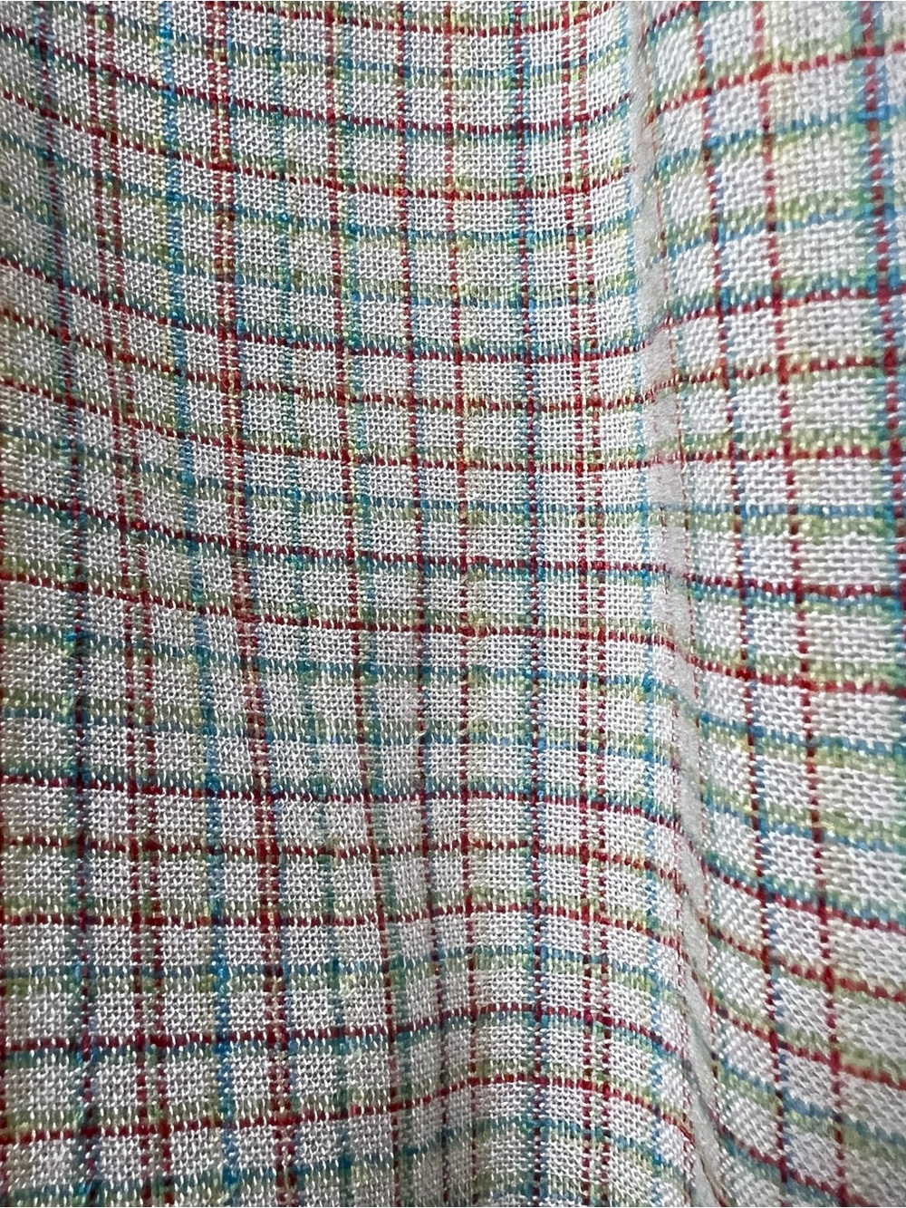We The Free Cream Plaid Button-Front Peasant Blouse with Mint & Pink Checks - Picture 3 of 3